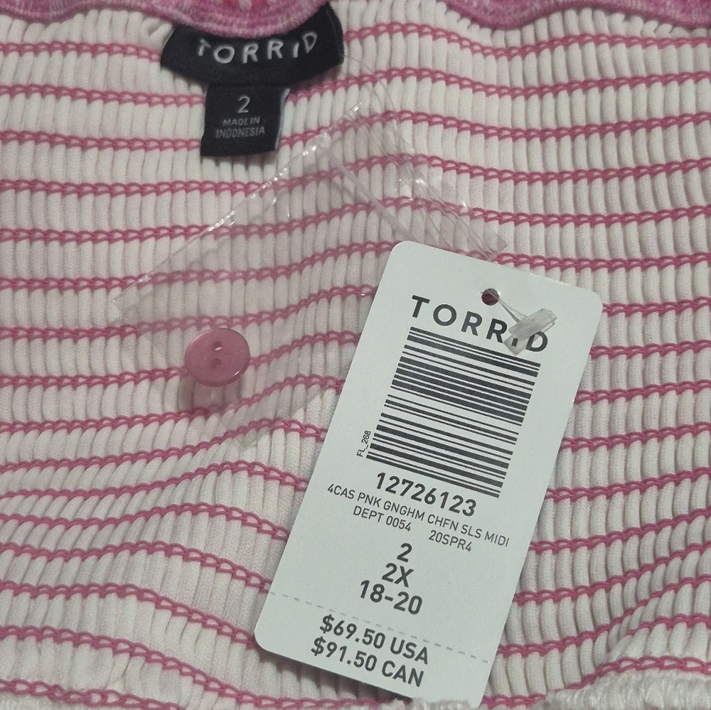 NWT TORRID Hot Pink Gingham Button Midi  Sundress..SIZE:2 - Picture 13 of 15